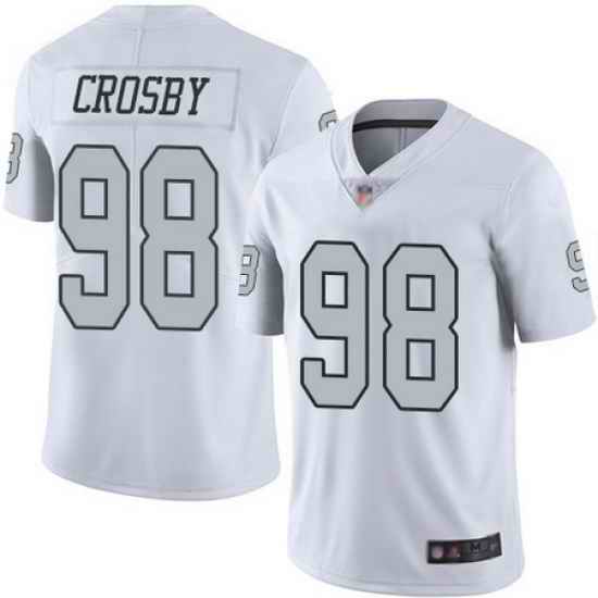 Raiders 98 Maxx Crosby White Men Stitched Football Limited Rush Jersey